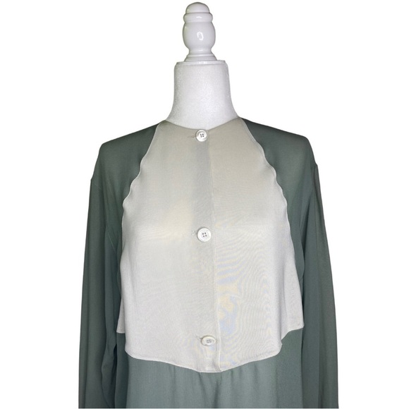 Giorgio Armani Vintage Sheer Two Toned Long Sleeve Tunic Sz 44/10 - Picture 3 of 13